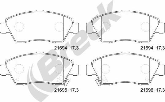 Breck 21694 00 701 10 - Тормозные колодки, дисковые, комплект parts5.com