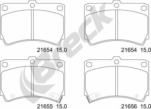 Breck 21654 00 702 10 - Тормозные колодки, дисковые, комплект parts5.com