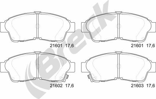 Breck 21601 00 701 10 - Тормозные колодки, дисковые, комплект parts5.com