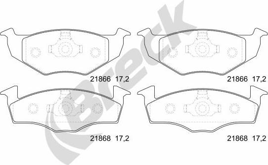 Breck 21866 10 702 00 - Тормозные колодки, дисковые, комплект parts5.com