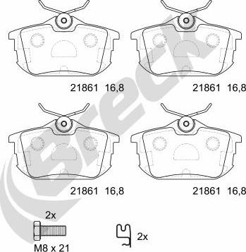 Breck 21861 10 704 10 - Тормозные колодки, дисковые, комплект parts5.com