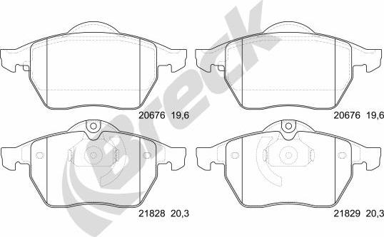 Breck 21829 00 701 00 - Тормозные колодки, дисковые, комплект parts5.com