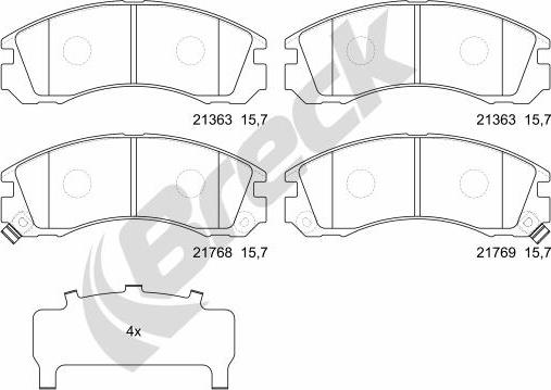 Breck 21363 00 701 10 - Тормозные колодки, дисковые, комплект parts5.com