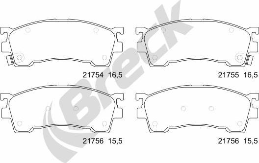 Breck 21755 00 701 10 - Тормозные колодки, дисковые, комплект parts5.com