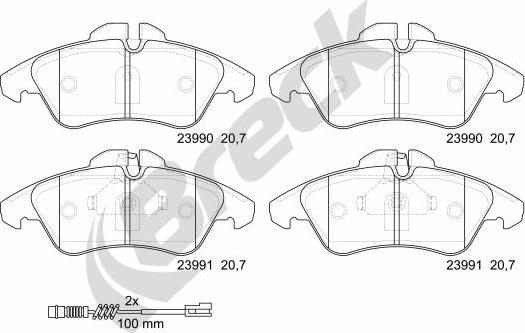 Breck 23990 00 703 10 - Тормозные колодки, дисковые, комплект parts5.com