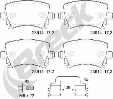 Breck 23914 00 704 10 - Тормозные колодки, дисковые, комплект parts5.com