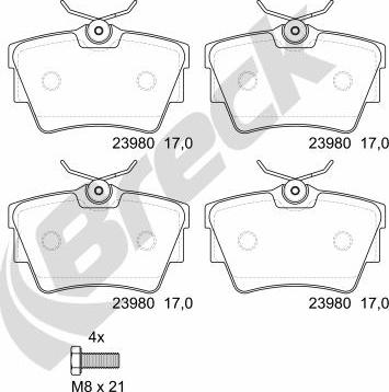 Breck 23980 00 703 00 - Тормозные колодки, дисковые, комплект parts5.com