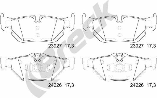 Breck 23927 00 704 00 - Тормозные колодки, дисковые, комплект parts5.com