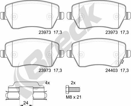 Breck 23973 00 702 10 - Тормозные колодки, дисковые, комплект parts5.com