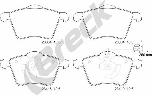 Breck 23418 00 703 10 - Тормозные колодки, дисковые, комплект parts5.com