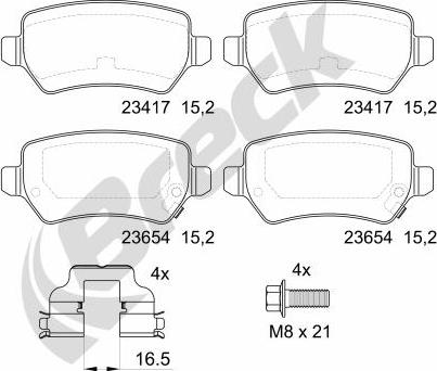 Breck 23417 00 704 10 - Тормозные колодки, дисковые, комплект parts5.com