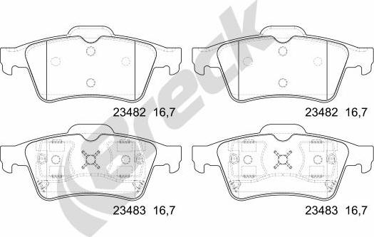 Breck 23482 00 702 00 - Тормозные колодки, дисковые, комплект parts5.com