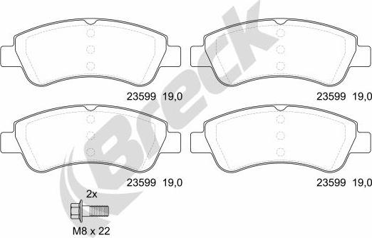 Breck 23599 00 701 00 - Тормозные колодки, дисковые, комплект parts5.com