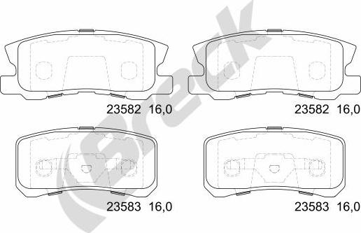 Breck 23582 00 702 00 - Тормозные колодки, дисковые, комплект parts5.com