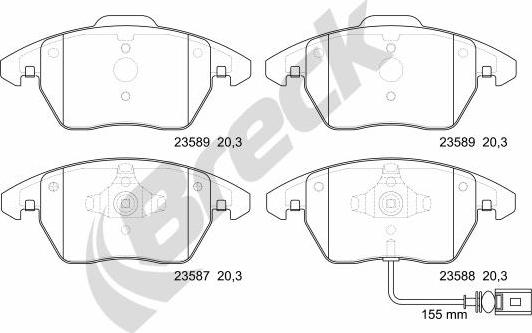 Breck 23587 00 701 10 - Тормозные колодки, дисковые, комплект parts5.com