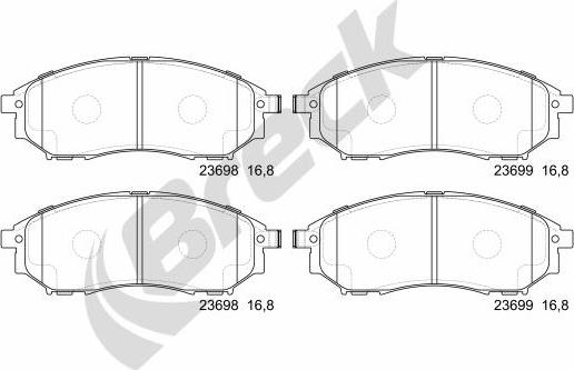 Breck 23698 00 701 00 - Тормозные колодки, дисковые, комплект parts5.com