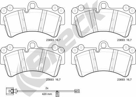 Breck 23693 00 553 00 - Тормозные колодки, дисковые, комплект parts5.com