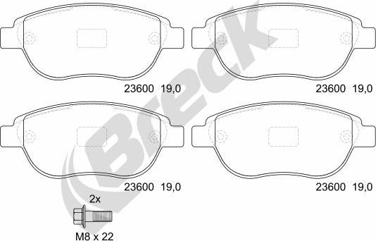 Breck 23600 00 701 00 - Тормозные колодки, дисковые, комплект parts5.com