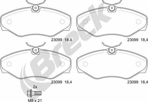 Breck 23099 00 703 00 - Тормозные колодки, дисковые, комплект parts5.com