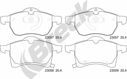 Breck 23057 00 701 10 - Тормозные колодки, дисковые, комплект parts5.com