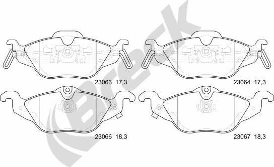 Breck 23063 00 702 10 - Тормозные колодки, дисковые, комплект parts5.com