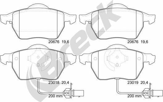 Breck 23018 00 701 10 - Тормозные колодки, дисковые, комплект parts5.com