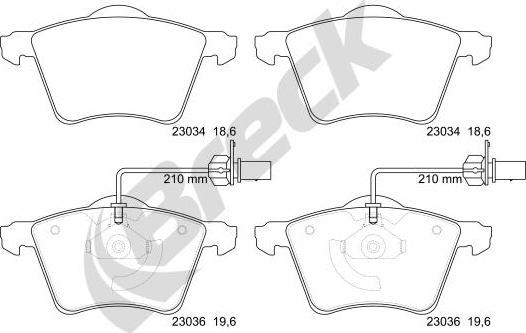 Breck 23034 00 703 10 - Тормозные колодки, дисковые, комплект parts5.com