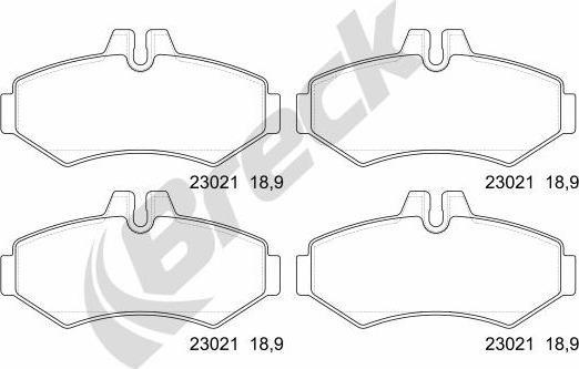 Breck 23021 00 704 20 - Тормозные колодки, дисковые, комплект parts5.com