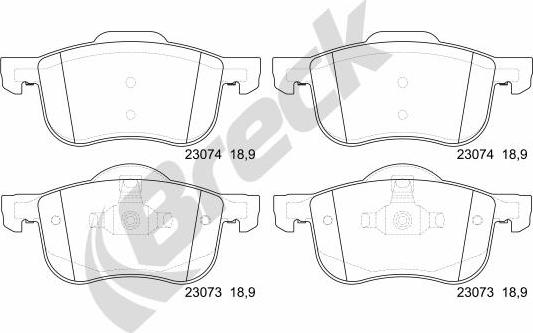 Breck 23073 00 703 00 - Тормозные колодки, дисковые, комплект parts5.com