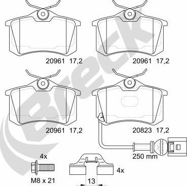 Breck 23823 10 704 10 - Тормозные колодки, дисковые, комплект parts5.com