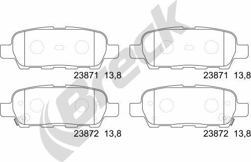 Breck 23871 00 702 10 - Тормозные колодки, дисковые, комплект parts5.com