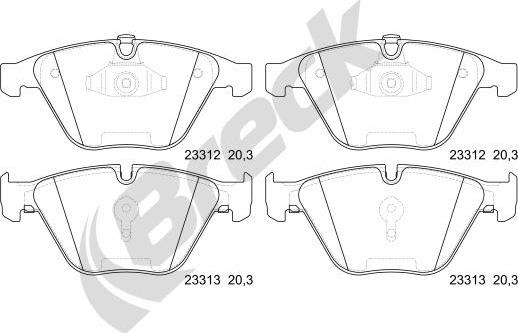 Breck 23312 00 551 20 - Тормозные колодки, дисковые, комплект parts5.com