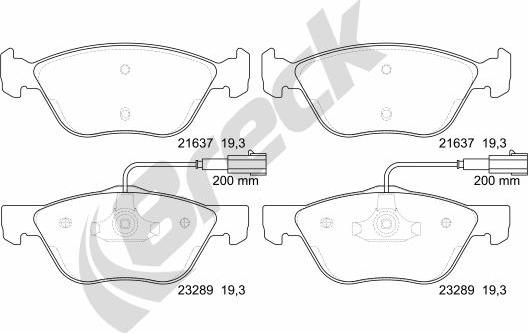 Breck 23289 00 701 10 - Тормозные колодки, дисковые, комплект parts5.com