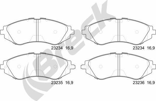 Breck 23234 00 701 10 - Тормозные колодки, дисковые, комплект parts5.com