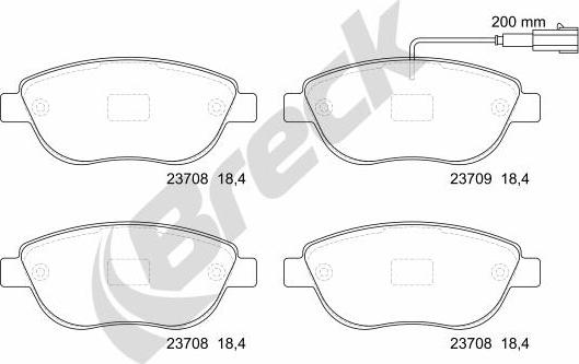 Breck 23708 00 701 10 - Тормозные колодки, дисковые, комплект parts5.com