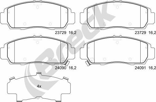 Breck 23729 00 701 00 - Тормозные колодки, дисковые, комплект parts5.com