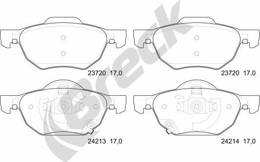 Breck 23720 00 701 10 - Тормозные колодки, дисковые, комплект parts5.com