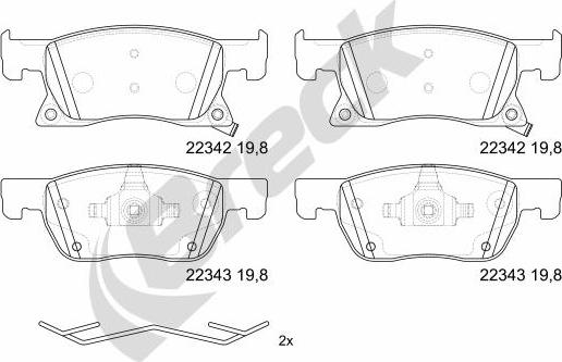 Breck 22342 00 701 00 - Тормозные колодки, дисковые, комплект parts5.com