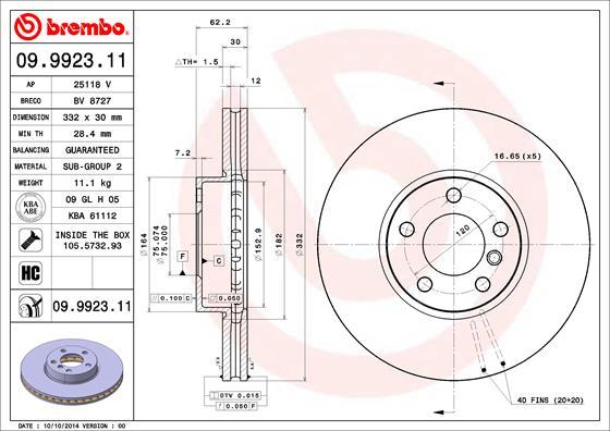 Brembo 09.9923.11 - Тормозной диск parts5.com