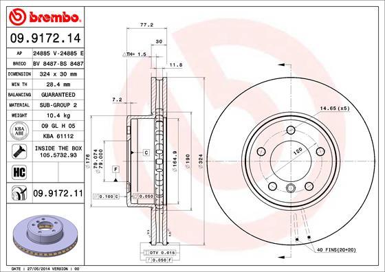 Brembo 09.9172.11 - Disco de freno parts5.com