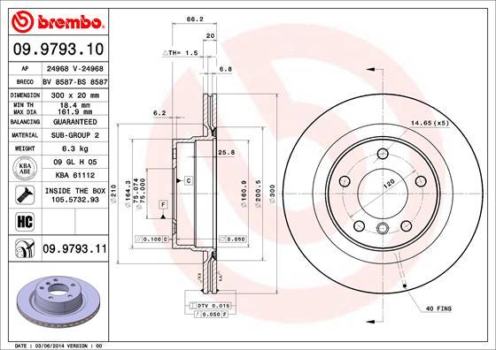 Brembo 09.9793.11 - Тормозной диск parts5.com