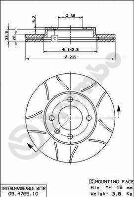 Brembo 09.4765.75 - Тормозной диск parts5.com