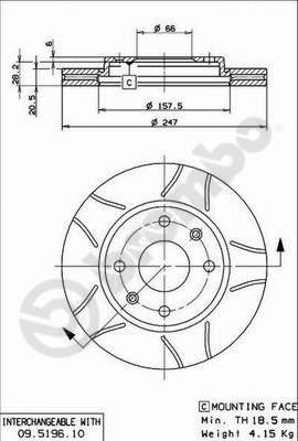 Brembo 09.5196.75 - Тормозной диск parts5.com