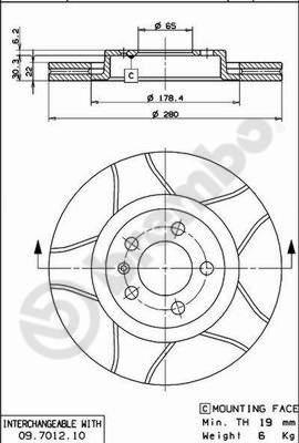 Brembo 09.7012.75 - Тормозной диск parts5.com