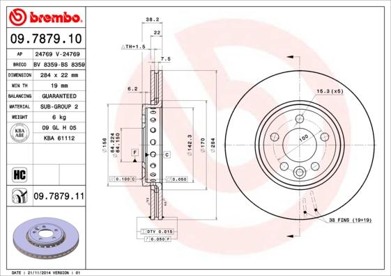 Brembo 09.7879.11 - Тормозной диск parts5.com