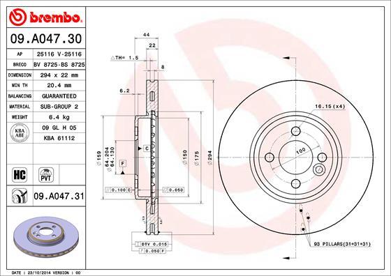 Brembo 09.A047.31 - Тормозной диск parts5.com