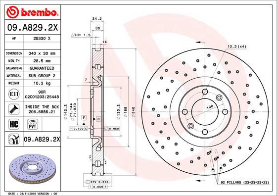 Brembo 09.A829.2X - Тормозной диск parts5.com