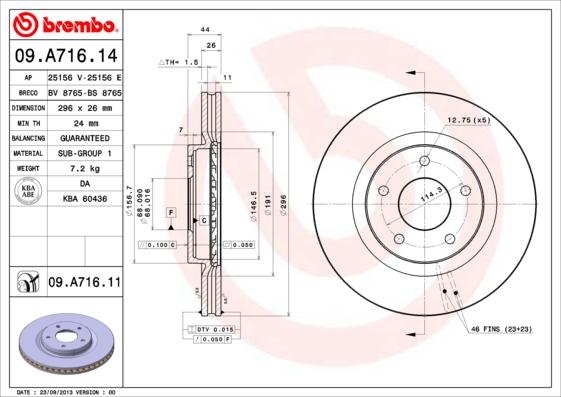 Brembo 09.A716.11 - Тормозной диск parts5.com