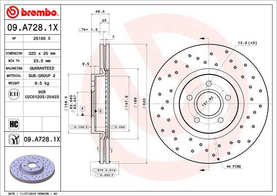 Brembo 09.A728.1X - Тормозной диск parts5.com