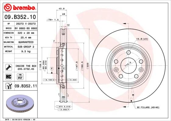 Brembo 09.B352.11 - Brake Disc parts5.com